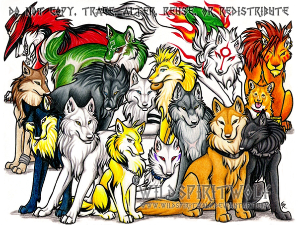 Anime Wolf Group Commission by *WildSpiritWolf on deviantART