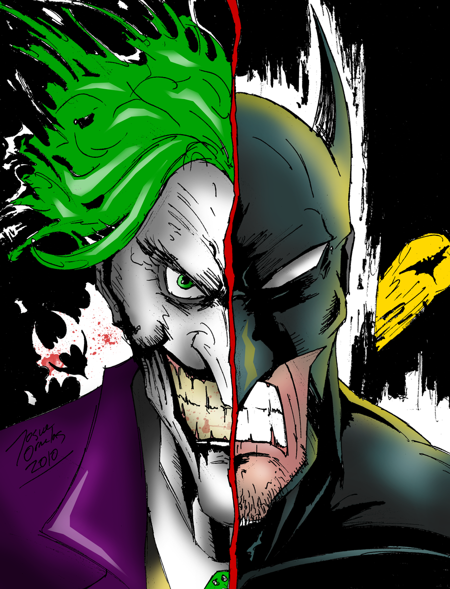 Batman Cartoon Face Joker batman - 2 face colored