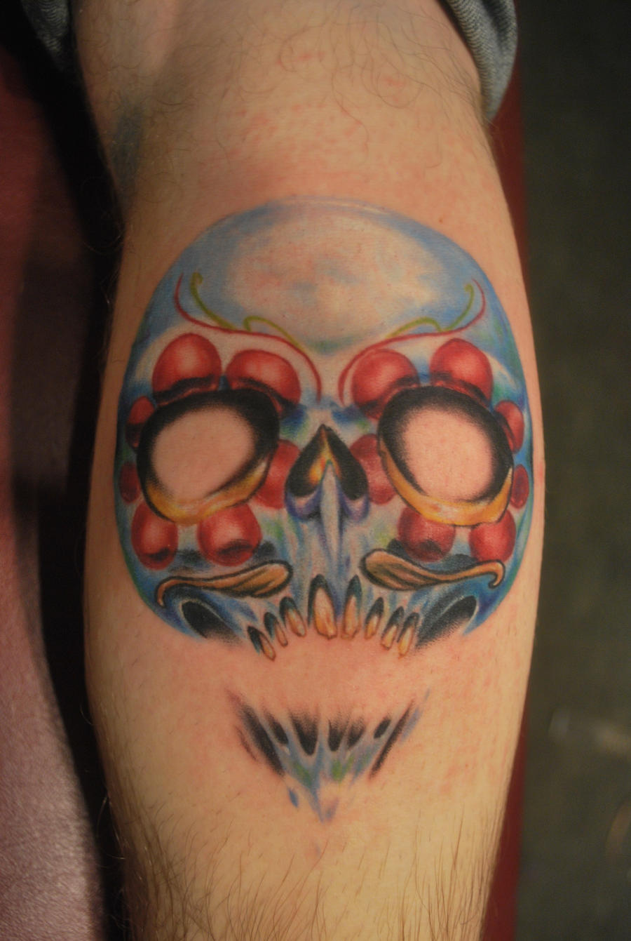 mexican skull tattoo by