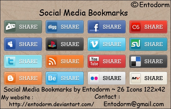 Social Media Bookmarks icon set