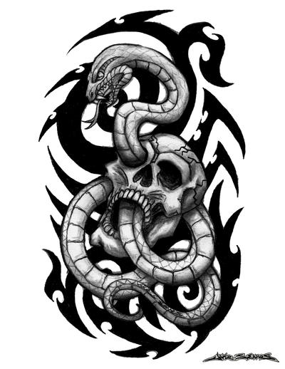 Skull Tattoo Designs   on Skull Snake Tattoo Design By  Muddygreen On Deviantart