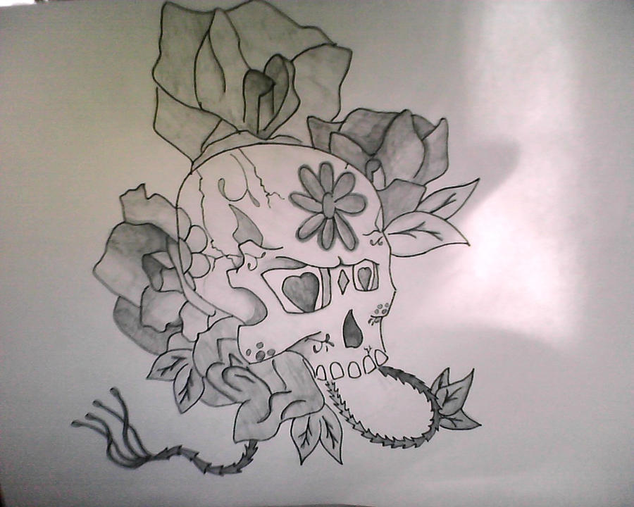 Sugar skull tattoo design by