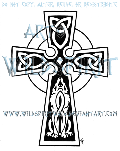 Celtic Cross And Wolf by WildSpiritWolf on deviantART
