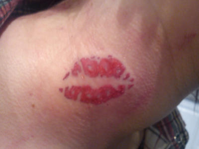 Lips tattoo on neck by Malitia-tattoo89 on DeviantArt