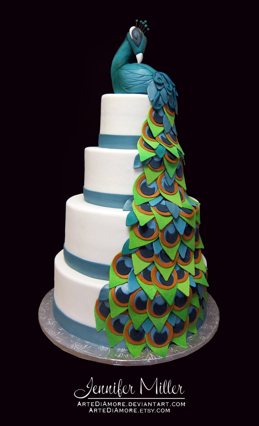 damask and scroll designs weddings cake