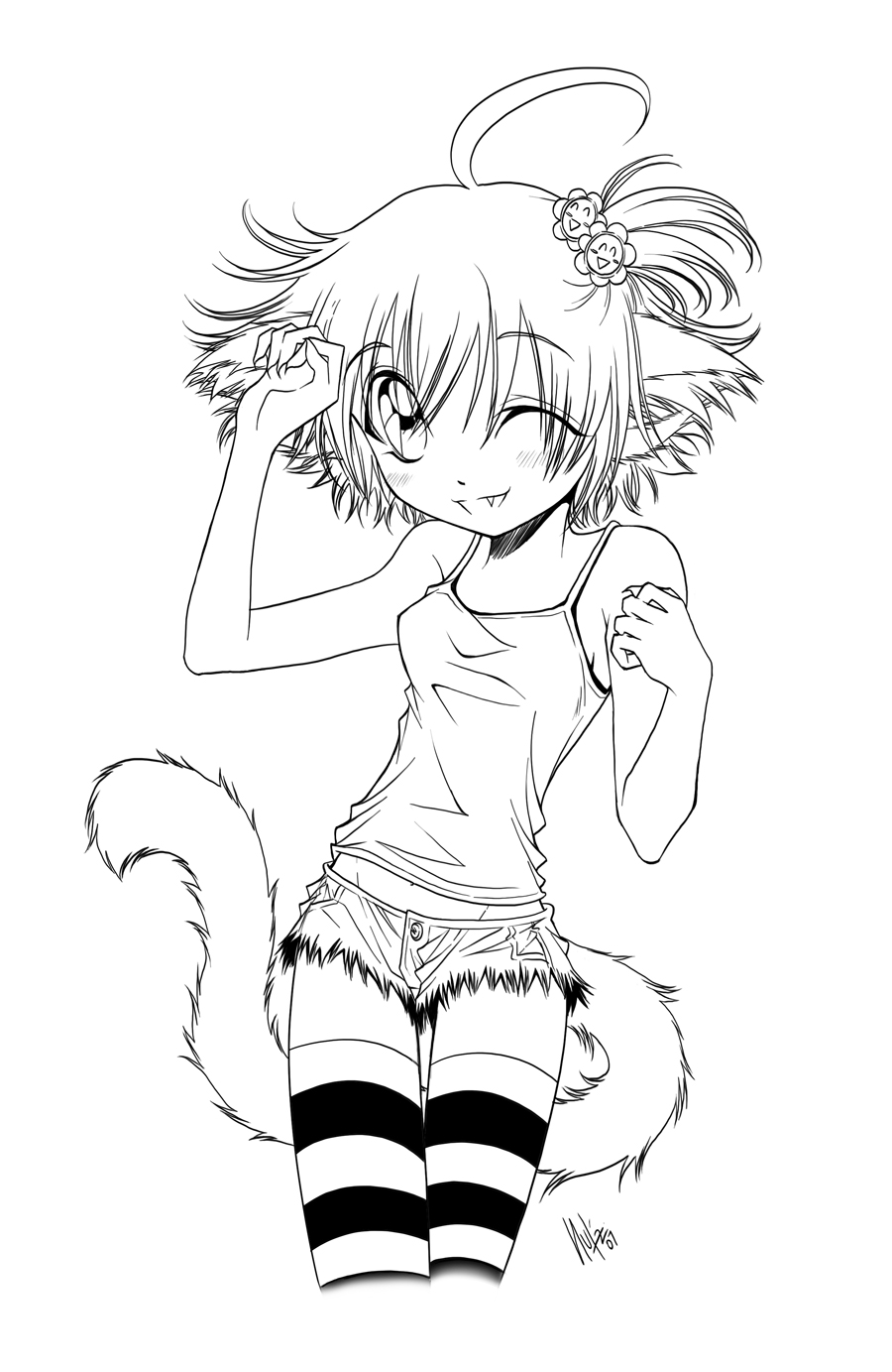 manga cat girl coloring pages - photo #18