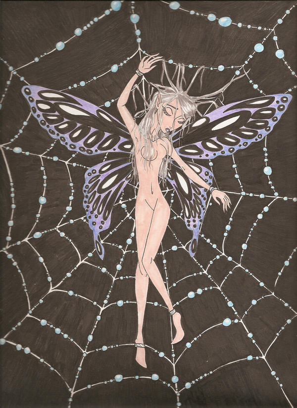 fairy caught in spider web