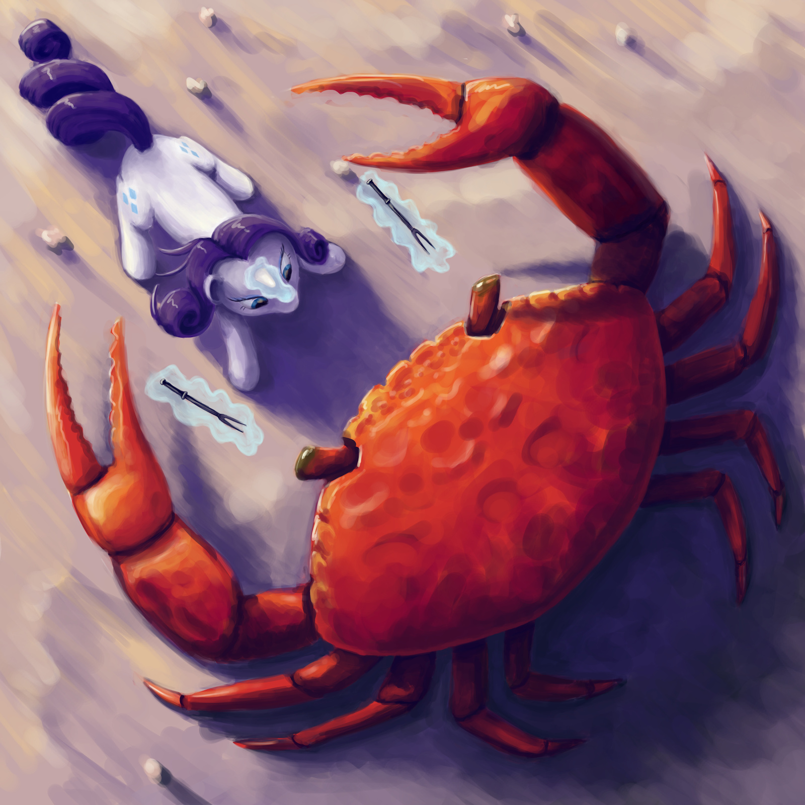 [Obrázek: rarity_fighting_a_giant_crab_by_dahtamnay-d63e6hn.jpg]