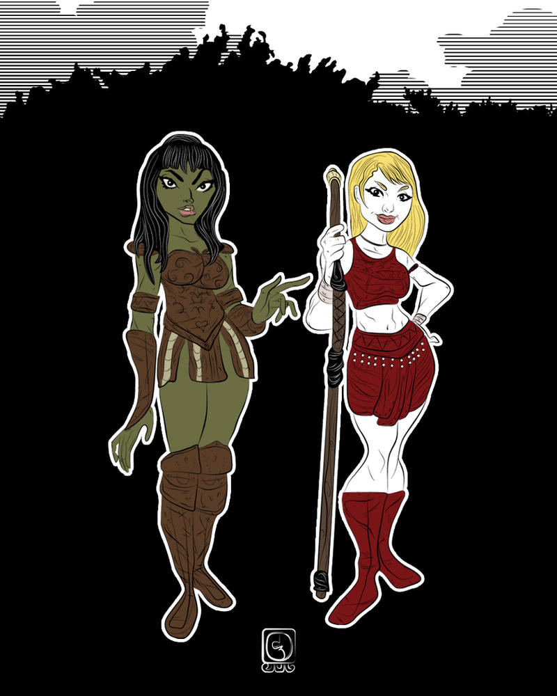 Elphaba and Glinda as Xena and Gabrielle by jackcrowder