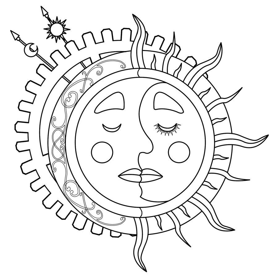 Hippie Sun Coloring Pages Sketch Coloring Page
