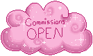 Pink Cloud Status Stamp: Commissions Open by frostykat13